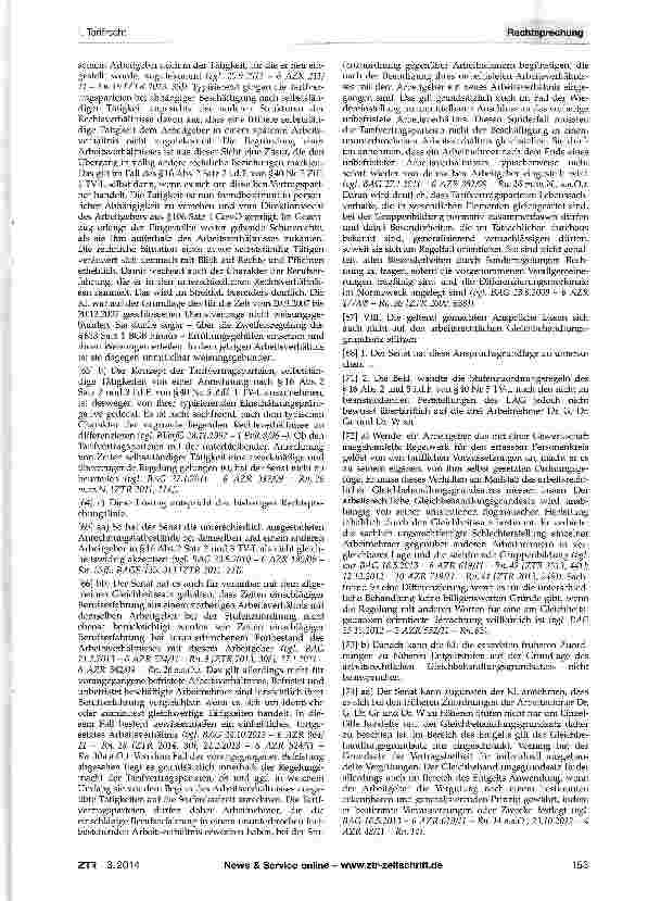 Vorschauseite 6: Tarifrecht - Stufenzuordnung nach §§16, 40 TV-L bei vorangegangener Tätigkeit aufgrund von Dienstund Werkverträgen im Hochschulbereich - Gleichbehandlung