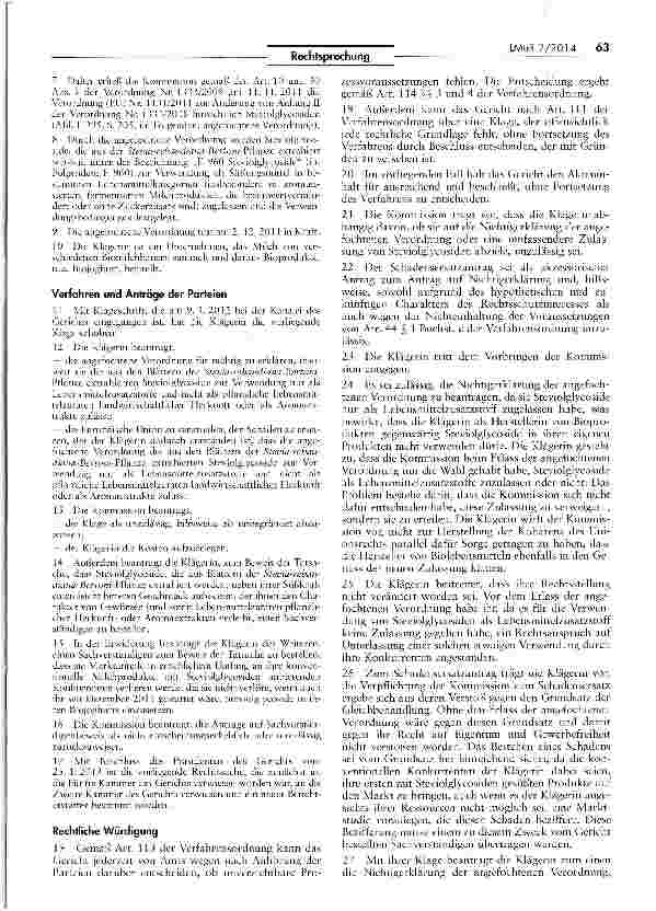 Vorschauseite 2: Nichtzulassung von Steviolglycosiden als pflanzliche Lebensmittelzutaten landwirtschaftlicher Herkunft oder als Aromaextrakte