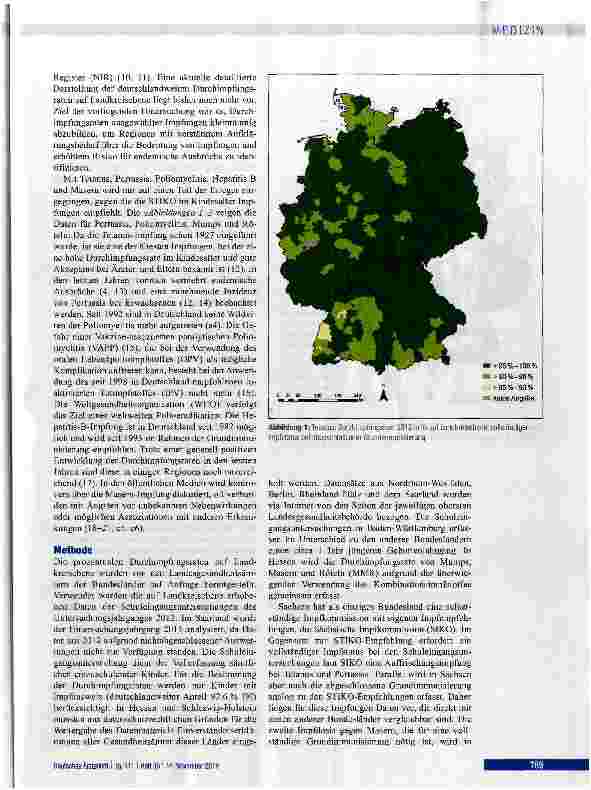 Vorschauseite 2: Durchimpfungsraten bei der Schuleingangsuntersuchung 2012