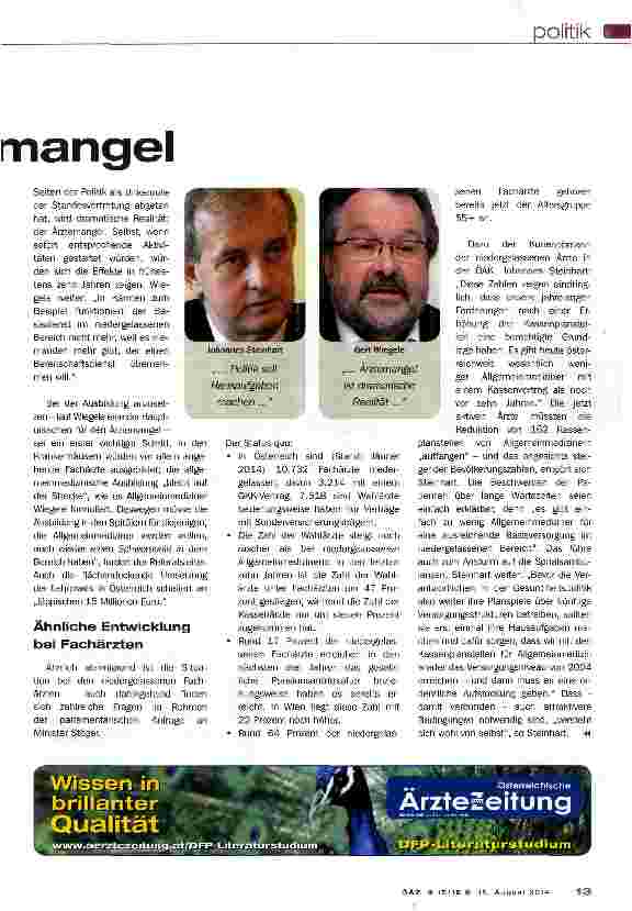 Vorschauseite 2: Die Politik und der Ärztemangel