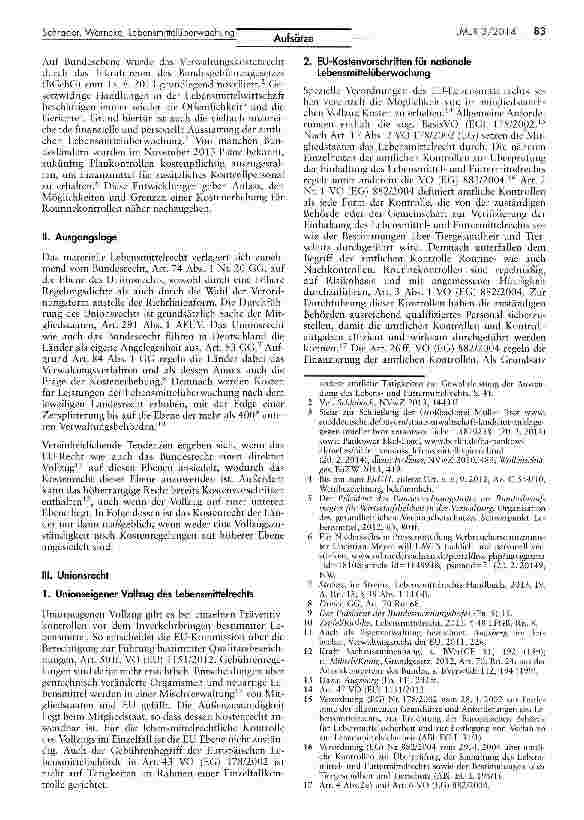Vorschauseite 2: Kostenerhebung in der Lebensmittelüberwachung