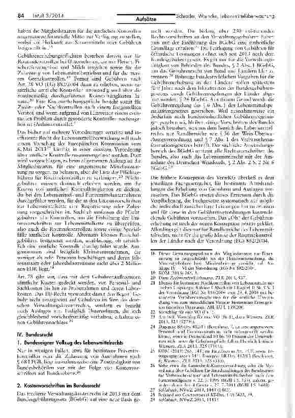 Vorschauseite 3: Kostenerhebung in der Lebensmittelüberwachung