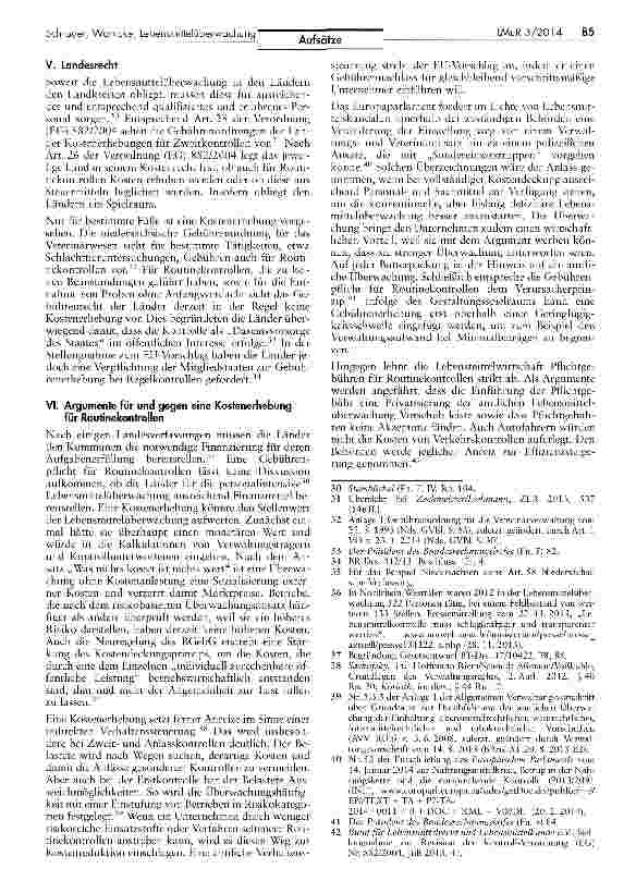 Vorschauseite 4: Kostenerhebung in der Lebensmittelüberwachung