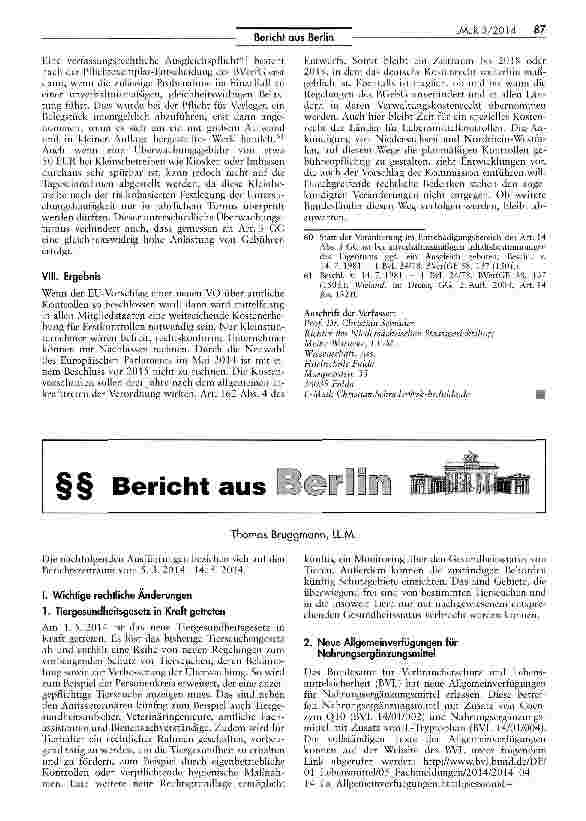 Vorschauseite 6: Kostenerhebung in der Lebensmittelüberwachung