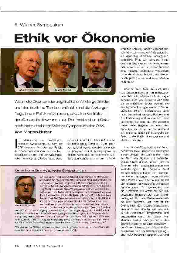 Vorschauseite 1: Ethik vor Ökonomie