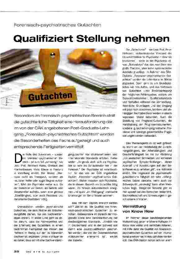 Vorschauseite 1: Forensisch-psychiatrisches GutachtenQualifiziert Stellung nehmen