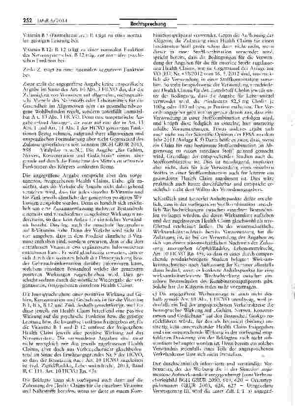 Vorschauseite 3: Zulässigkeit der Werbung nach der Health-Claims-Verordnung HCVO Art. 10 Abs. 1 i. V. m. dem Anhang zur Verordnung (EU) Nr. 432/2012