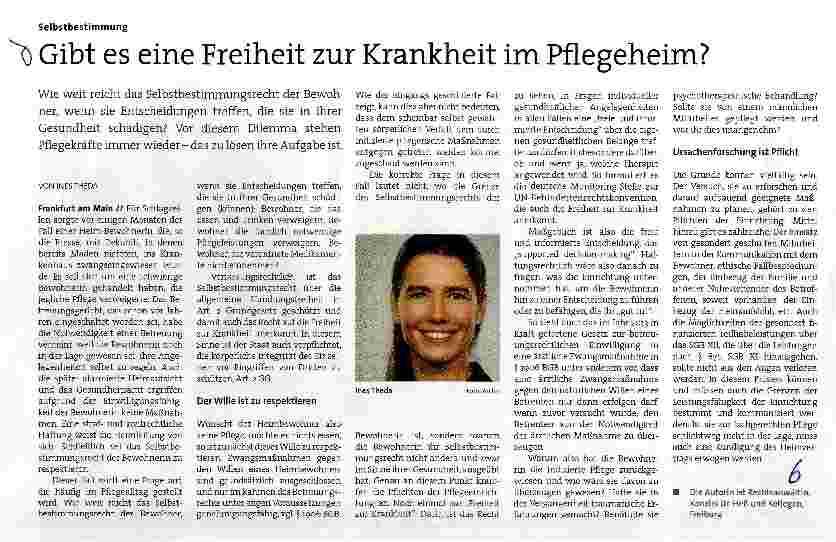 Vorschauseite 1: Gibt es eine Freiheit zur Krankheit im Pflegeheim?