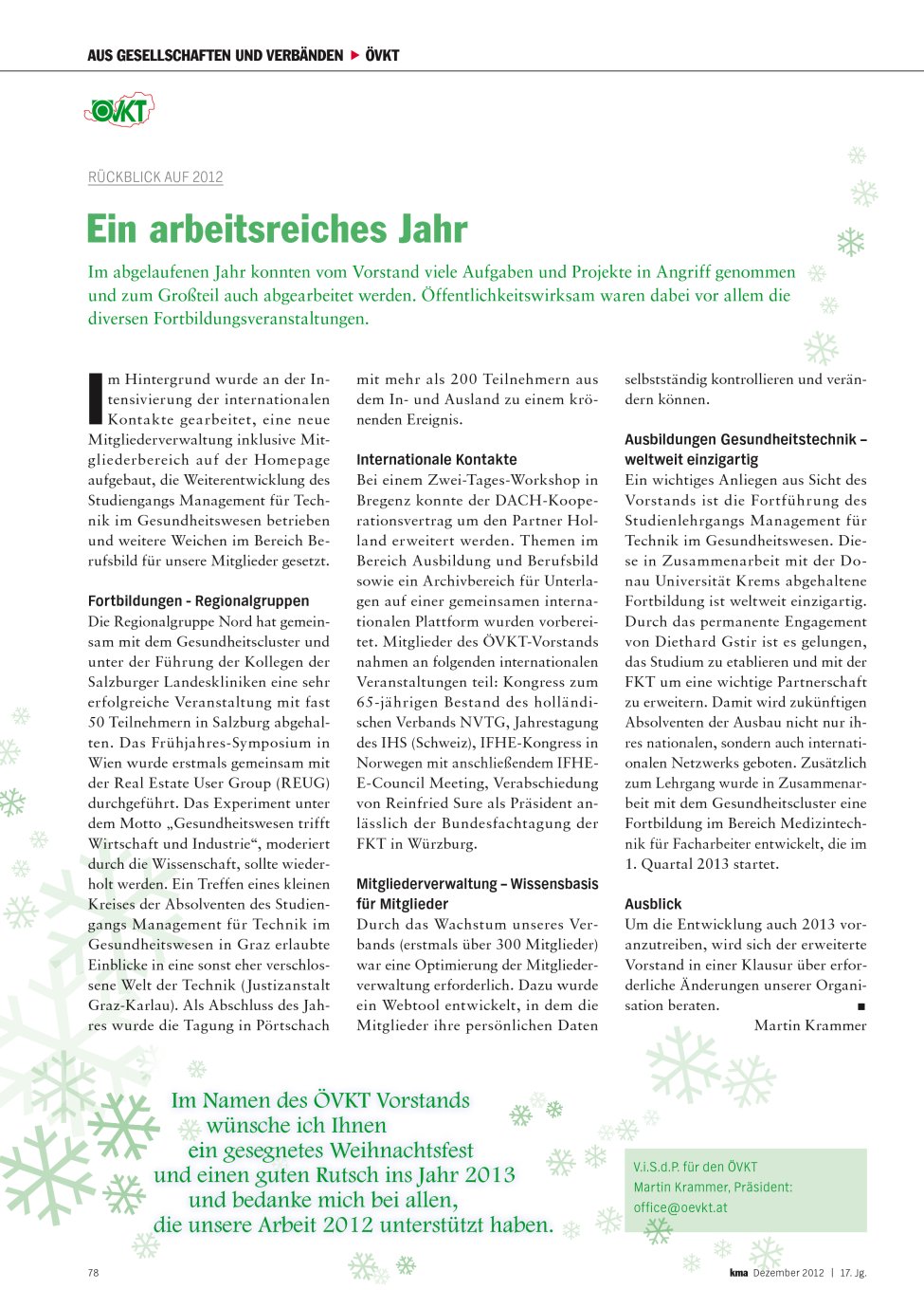 Vorschauseite 1: Ein arbeitsreiches Jahr