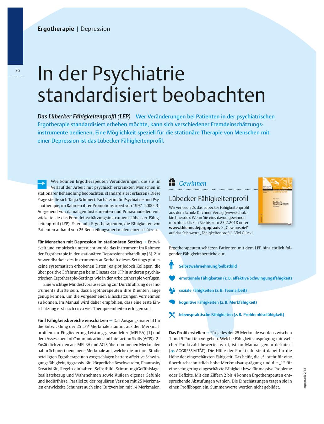 Vorschauseite 1: Das Lübecker Fähigkeitenprofil (LFP) ? In der Psychiatrie standardisiert beobachten
