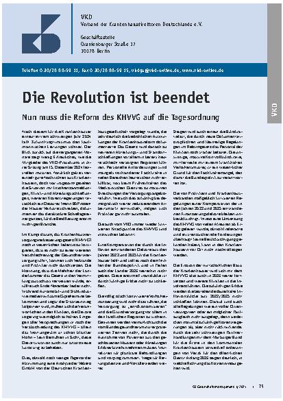 Vorschauseite 1: Die Revolution ist beendet. Nun muss die Reform des KVG auf die Tagesordnung.