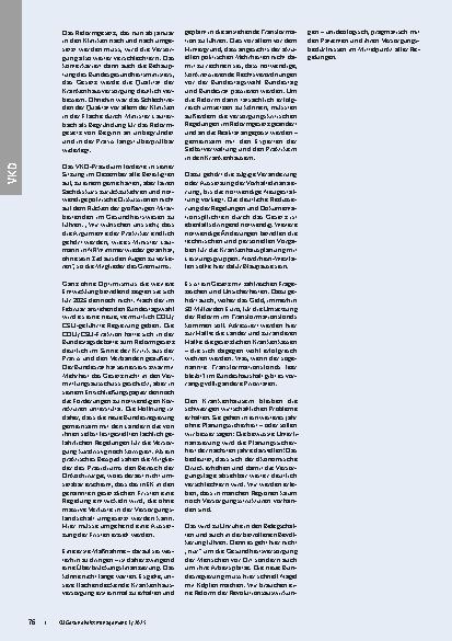 Vorschauseite 2: Die Revolution ist beendet. Nun muss die Reform des KVG auf die Tagesordnung.