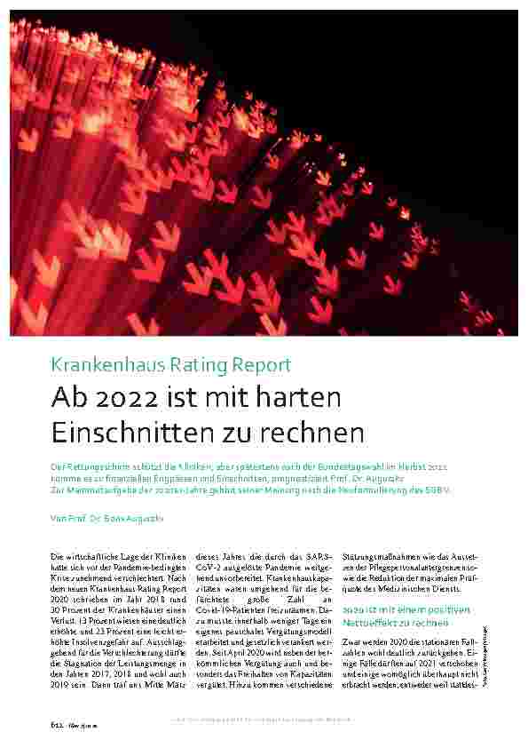 Vorschauseite 1: Krankenhaus Rating Report Ab 2022 ist mit harten Einschnitten zu rechnen.