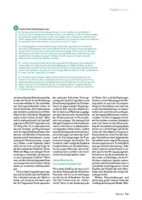 Vorschauseite 2: Krankenhaus Rating Report Ab 2022 ist mit harten Einschnitten zu rechnen.
