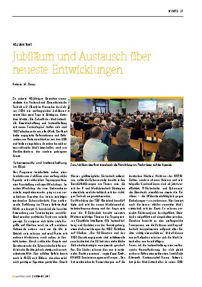 Vorschauseite 1: Jubiläum und Austausch über neueste Entwicklungen