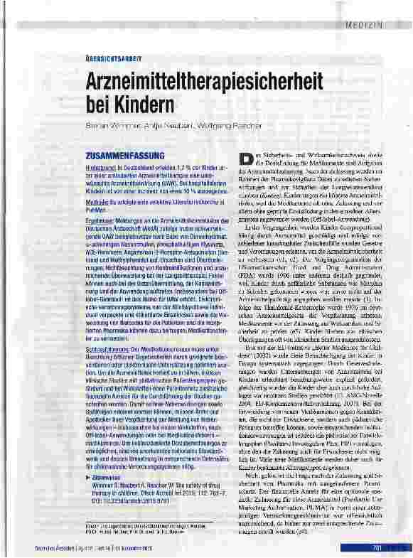 Vorschauseite 1: Arzneimitteltherapiesicherheit bei Kindern