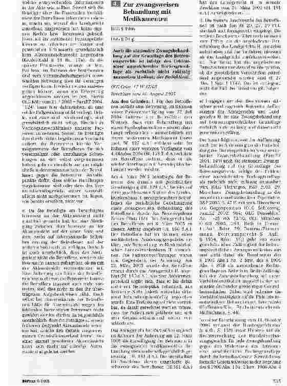 Vorschauseite 1: Zur zwangsweisen Behandlung mit Medikamenten