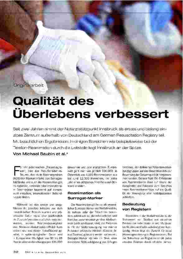 Vorschauseite 1: Qualität des Überlebens verbessert