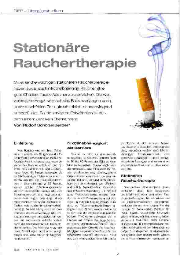 Vorschauseite 1: Stationäre Rauchertherapie