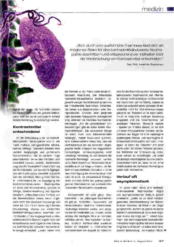 Vorschauseite 2: Kontrastmittelinduzierte NephropathieÜberschätzte Gefahr