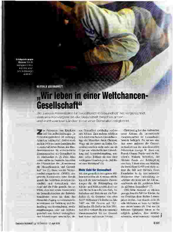 Vorschauseite 1: Wir leben in einer Weltchancen Gesellschaft