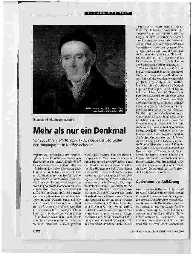 Vorschauseite 1: Samuel Hahnemann. Mehr als nur ein Denkmal