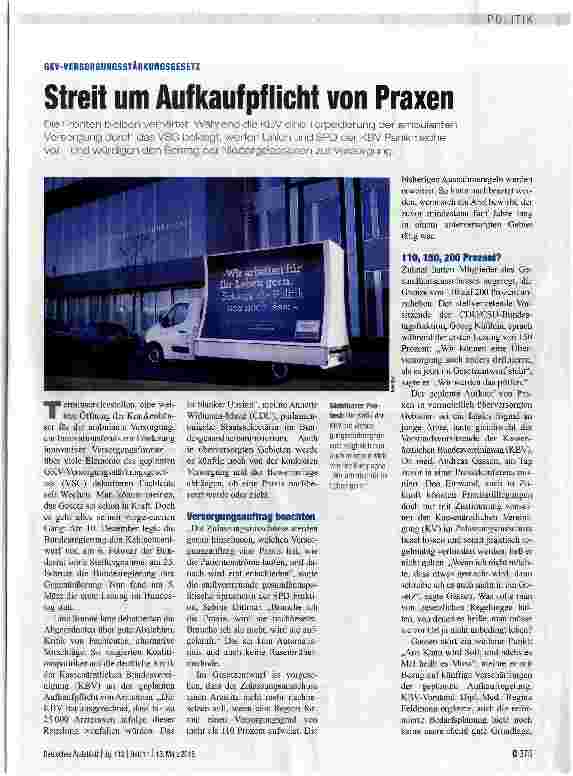 Vorschauseite 1: Streit um Aufkaufpflicht von Praxen