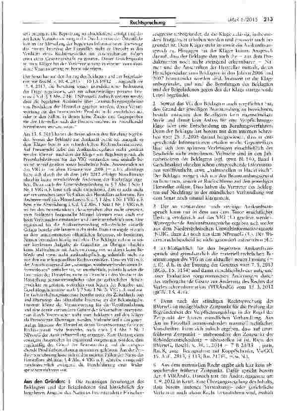 Vorschauseite 3: Informationsanspruch nach dem VIG gegenüber demLAVES