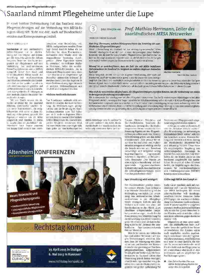 Vorschauseite 1: Saarland nimmt Pflegeheime unter die Lupe