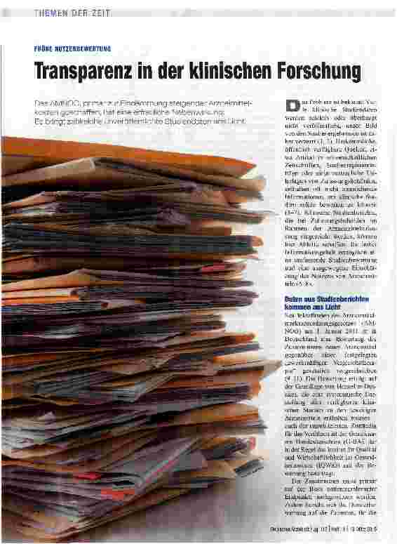 Vorschauseite 1: Transparenz in der klinischen Forschung