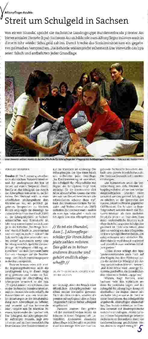Vorschauseite 1: Streit um Schulgeld in Sachsen