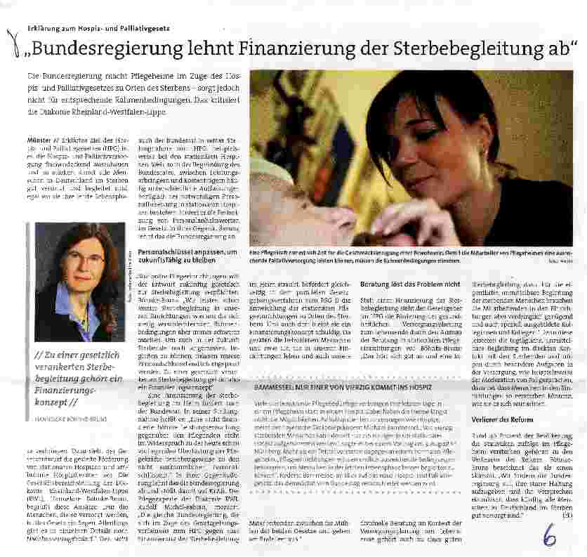 Vorschauseite 1: Bundesregierung lehnt Finanzierung der Sterbebegleitung ab