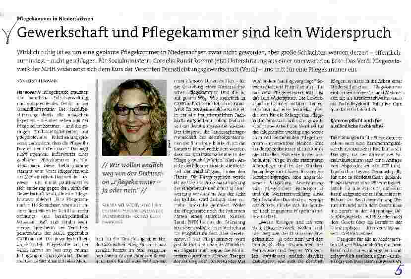 Vorschauseite 1: Gewerkschaft und Pflegekammer sind kein Widerspruch