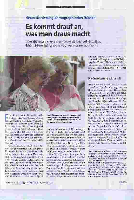Vorschauseite 1: Herausforderung demographischer WandelEs kommt drauf an, was man draus macht