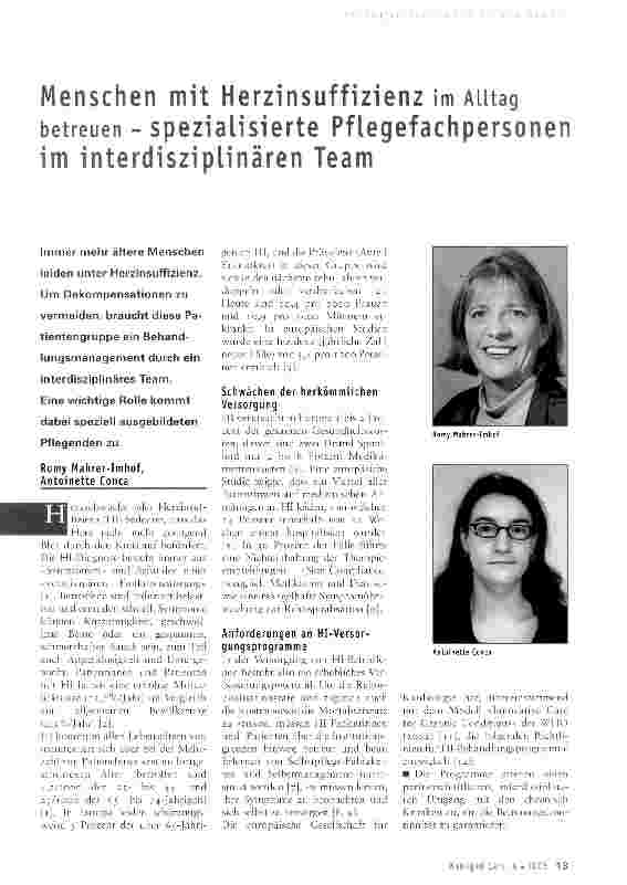 Vorschauseite 1: Menschen mit Herzinsuffizienz im Alitag betreuen - spezialisierte Pflegefachpersonen im interdisziplinären Team