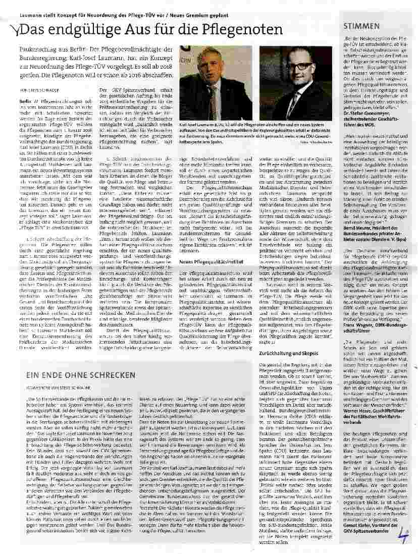 Vorschauseite 1: Das endgültige Aus für die Pflegenoten