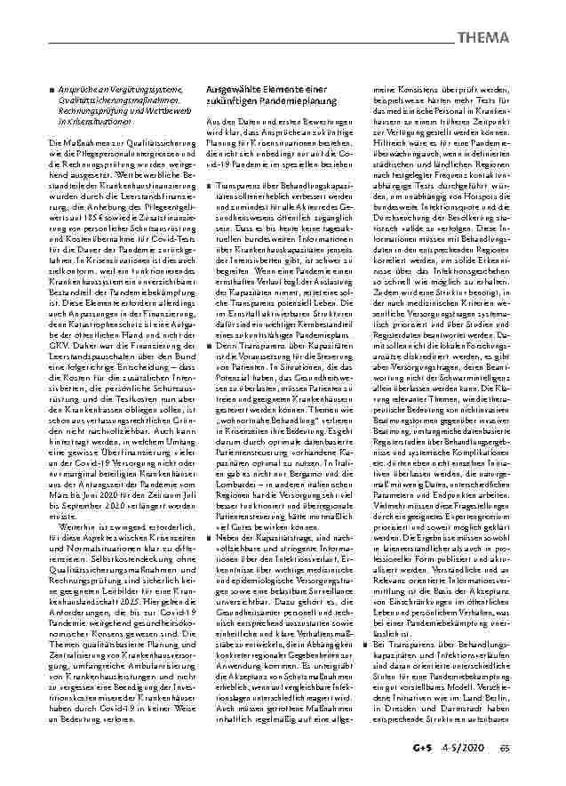 Vorschauseite 4: Covid-19 Pandemie: Anlass zu einer grundlegenden Strukturreform der Krankenhauslandschaft?