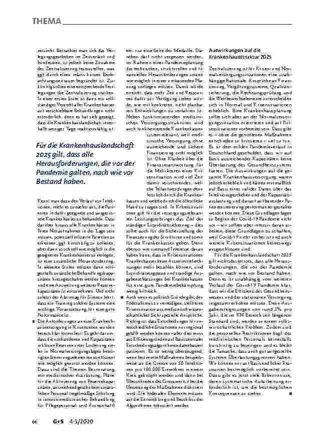 Vorschauseite 5: Covid-19 Pandemie: Anlass zu einer grundlegenden Strukturreform der Krankenhauslandschaft?