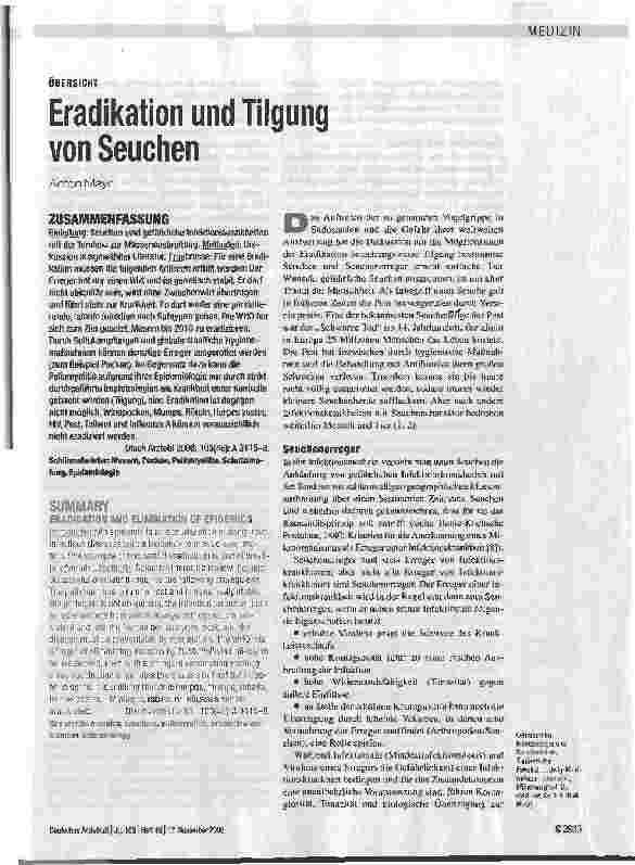 Vorschauseite 1: Eradikation und Tilgung von Seuchen