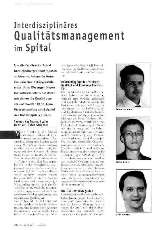 Vorschauseite 1: Interdisziplinäres Qualitätsmanagement im Spital