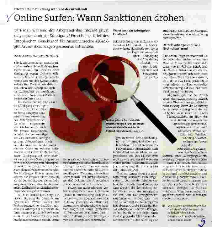 Vorschauseite 1: Online Surfen: Wann Sanktionen drohen
