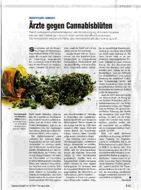 Vorschauseite 1: Ärzte gegen Cannabisbliiten