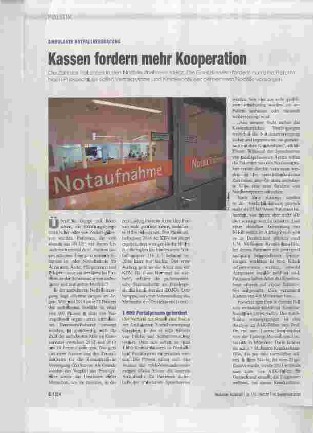 Vorschauseite 1: Kassen fordern mehr Kooperation