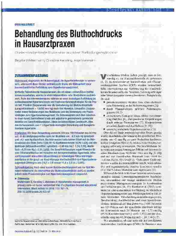 Vorschauseite 1: Behandlung des Bluthochdrucks in Hausarztpraxen