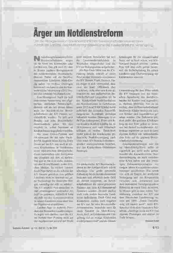 Vorschauseite 1: Ärger um Notdienstreform