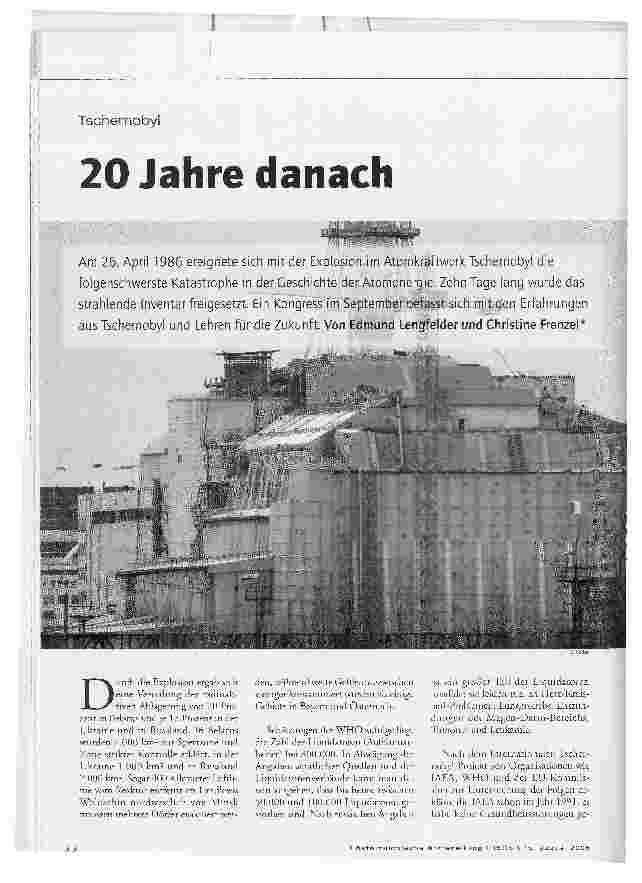 Vorschauseite 1: Tschernobyl - 20 Jahre danach