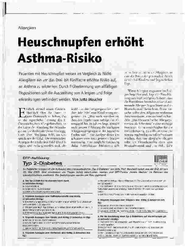 Vorschauseite 1: AllergienHeuschnupfen erhöht Asthma-Risiko