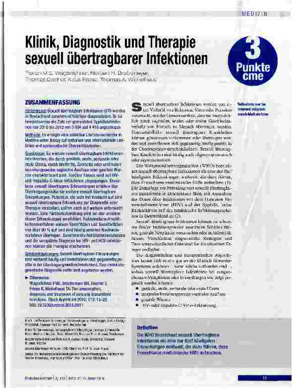 Vorschauseite 1: Klinik, Diagnostik und Therapie sexuell übertragbarer Infektionen