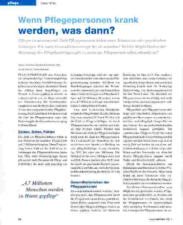 Vorschauseite 1: Wenn Pflegepersonen krank werden, was dann?