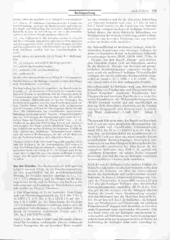 Vorschauseite 2: Irreführung eines Lebensmittels als ergänzende bilanzierte Diät